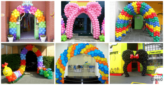 arcos com balões para aniversário de criança
