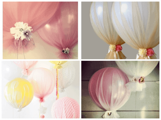 balões decorados com tecidos