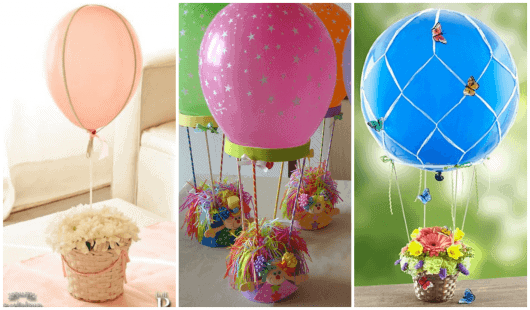 centro de mesa para festa infantil com balões