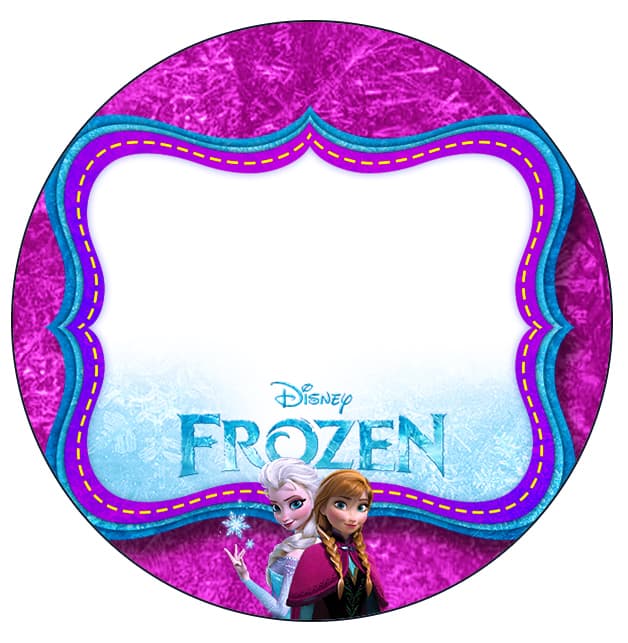 Rótulo rosa e lilás da Frozen