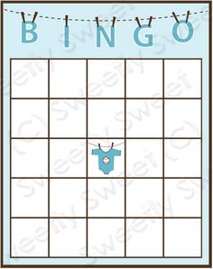 cartela de bingo para chá de bebê download