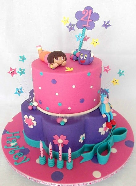 modelo de bolo falso Dora aventureira