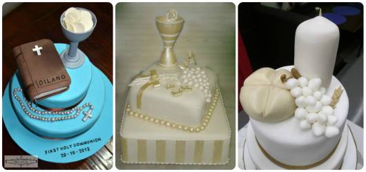 bolo de primeira eucaristia colorido e branco