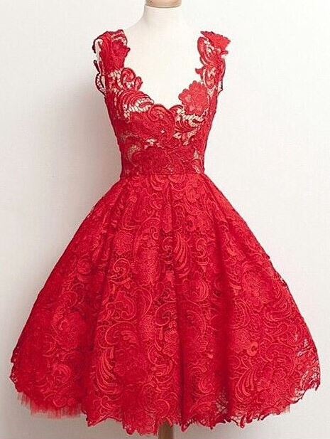Vestido vermelho com renda para debutante 