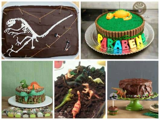 ideias bolos simples festa dinossauro