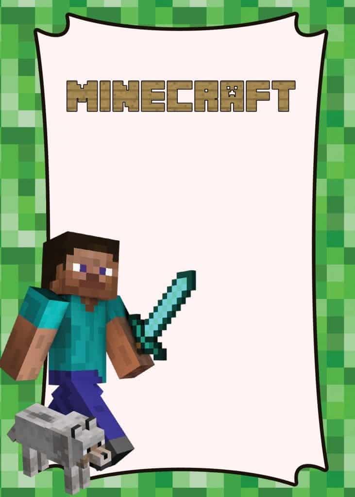 convite para impressão minecraft