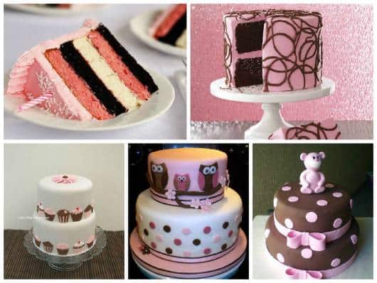 ideias para bolo marrom e rosa