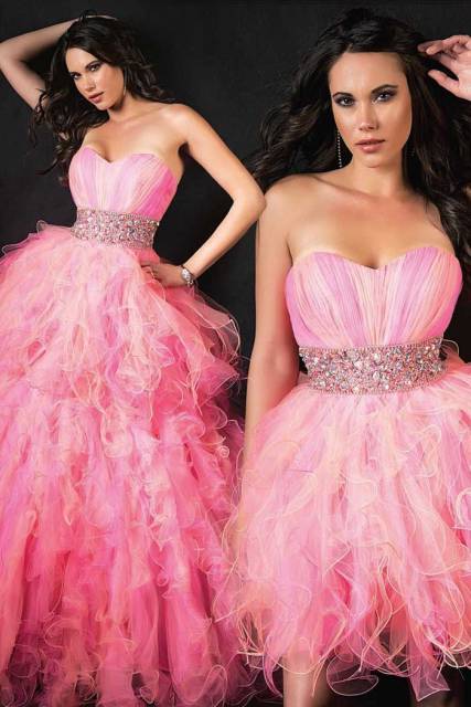 vestido rosa de debutante 2 em 1