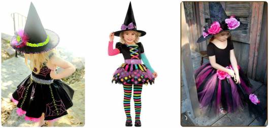 modelos coloridos de fantasia bruxa infantil