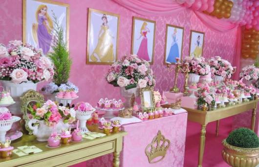 festa princesas provençal rosa e dourada