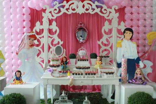 festa princesas provençal  rosa e branco