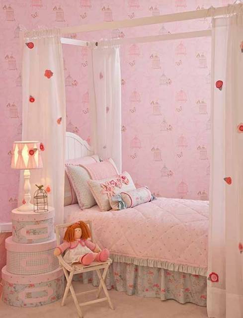 papel de parede rosa quarto menina
