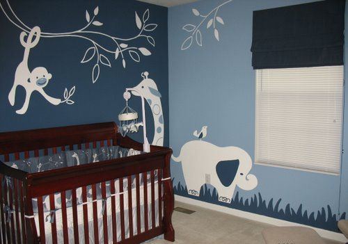 parede azul quarto de bebê