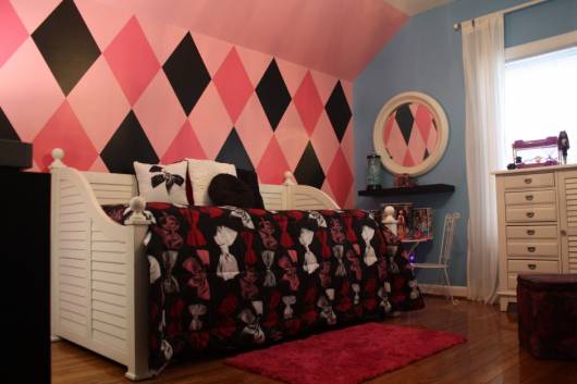 quarto de menina rosa e preto