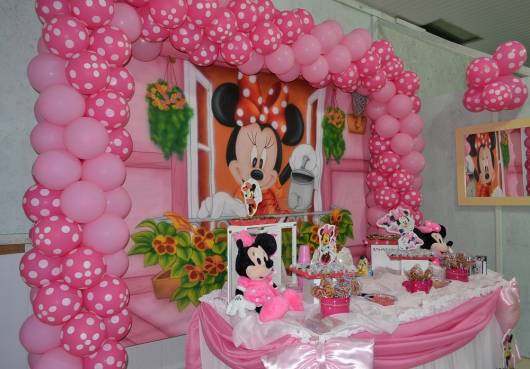 festa de aniversario minnie baby rosa