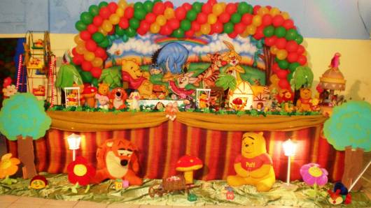 linda decoração de festa do ursinho pooh