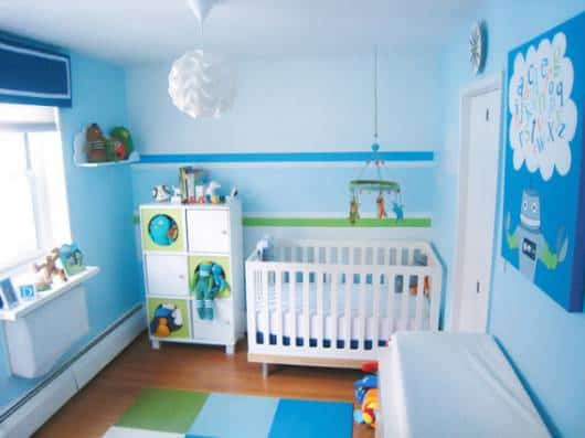 quarto bebê azul e verde