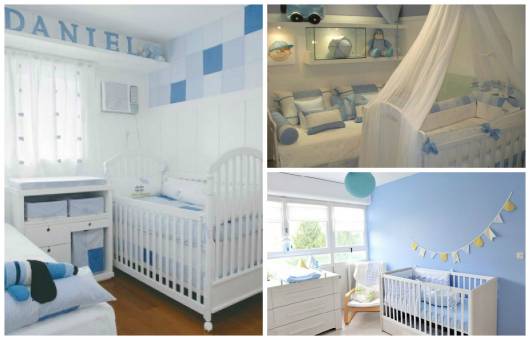 quarto simples bebê azul e branco