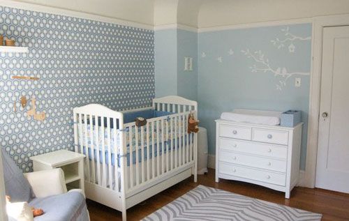 decoração quarto bebê azul e branco
