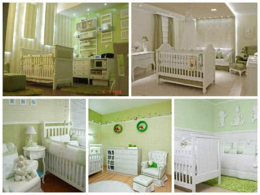quarto de bebê verde e branco