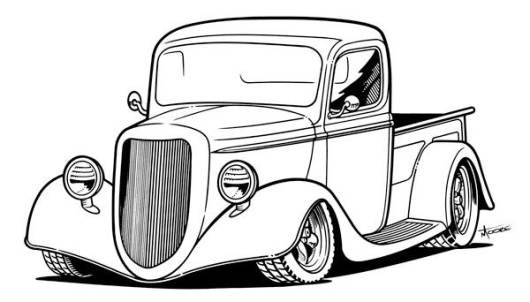 caminhonete antiga em desenhos de carros para colorir