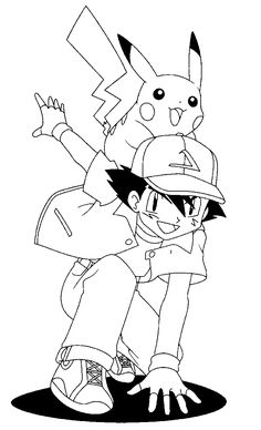desenho ash com pikachu