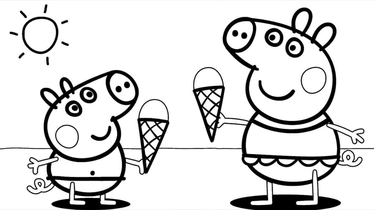 George e Peppa tomando sorvete