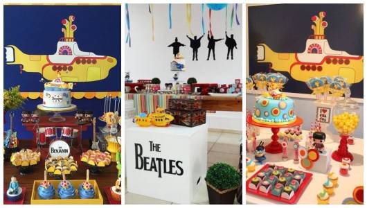 Montagem com festas inspiradas no submarino amarelo, referência a música dos Beatles.