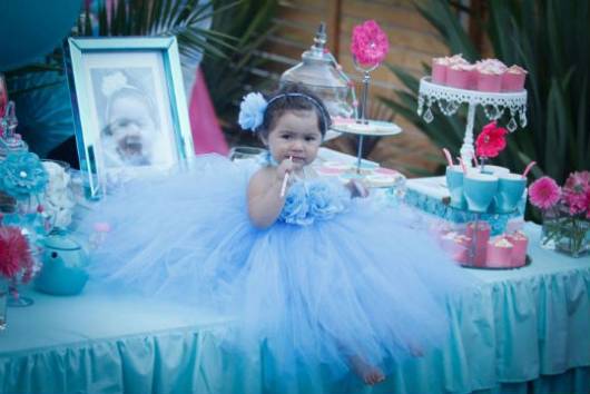 festa de aniversario princesa tema azul e rosa