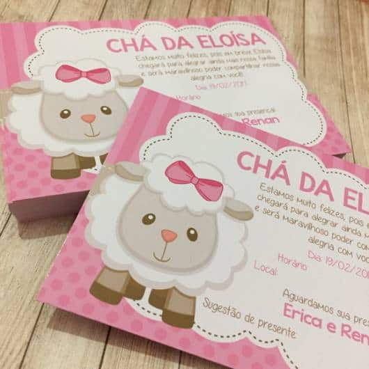 Convite cartão chá de menina ovelhinha