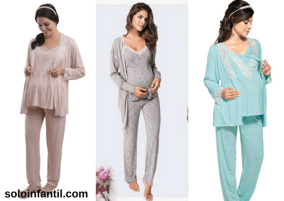conjuntos de pijama para gestante de calça e camiseta com robe