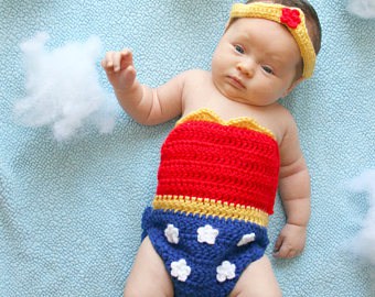 Fantasia Mulher Maravilha Infantil para bebês de crochê