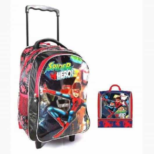 mochila infantil com lancheira de super herói