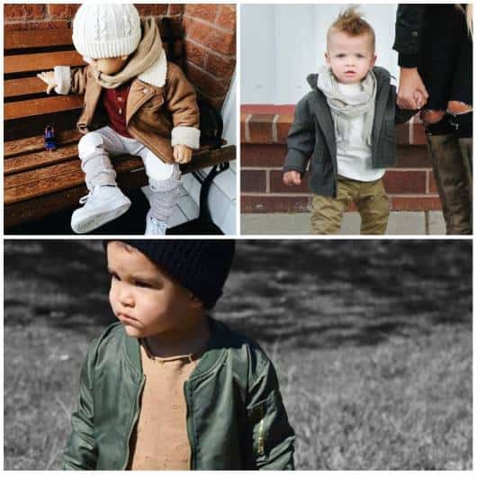Três modelos de jaqueta masculina infantil.