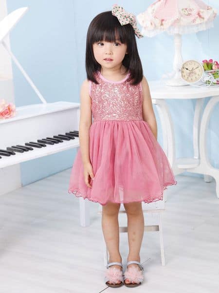 look infantil feminino vestido rosa com brilho