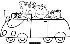 desenhos para colorir Peppa Pig no carro