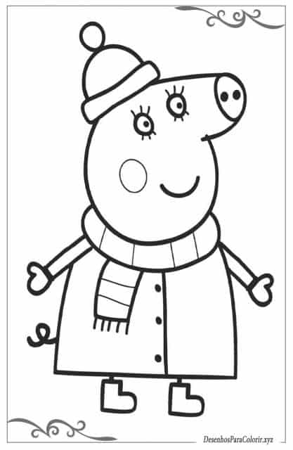desenhos para colorir Peppa Pig na neve