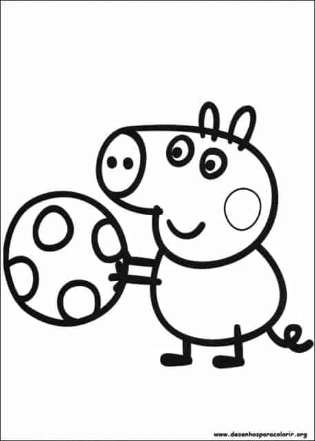 desenhos para colorir Peppa Pig jogando bola