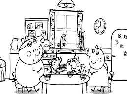 desenhos para colorir Peppa Pig no jantar