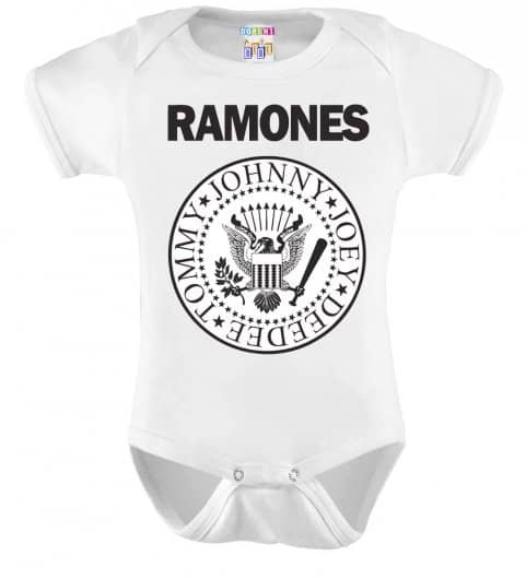 Body Infantil Branco com estampa do Ramones