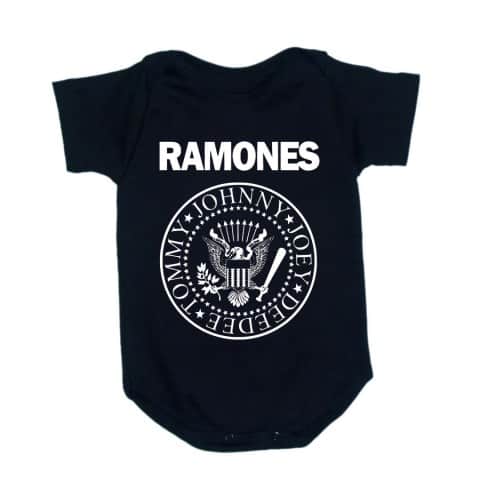 Body Infantil preto estampa do Ramones