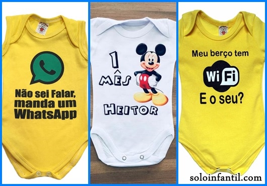Body Infantil personalizado com frase do Whatsap