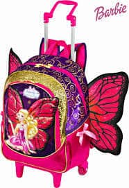 Mochila da Barbie modelo Butterfly com asas rosa, roxa e dourada com rodinhas
