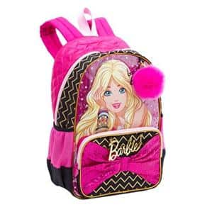 Mochila da Barbie modelo Rock preta e rosa com lacinho