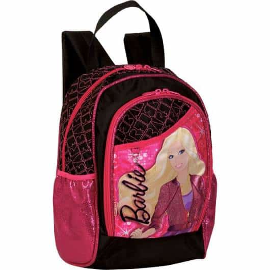 Mochila da Barbie modelo Rock preta e rosa de costas