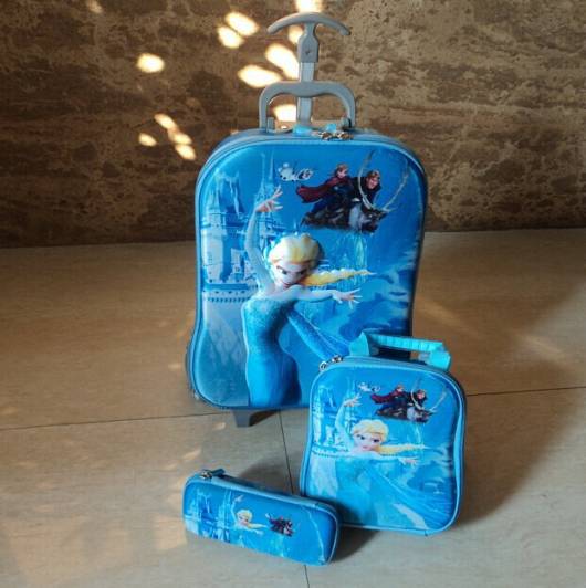 kit mochila e lancheira azul
