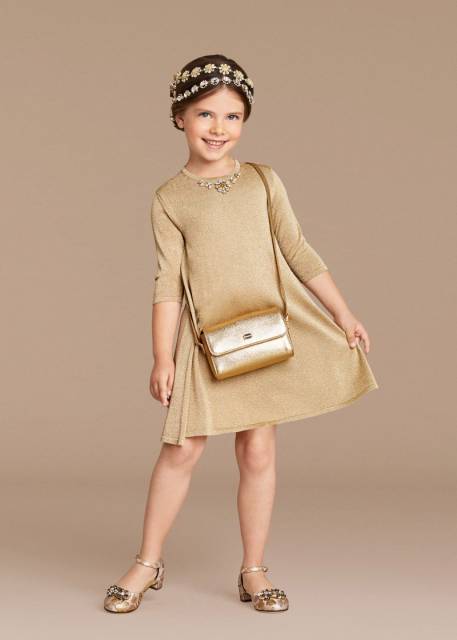 roupa social infantil vestido dourado