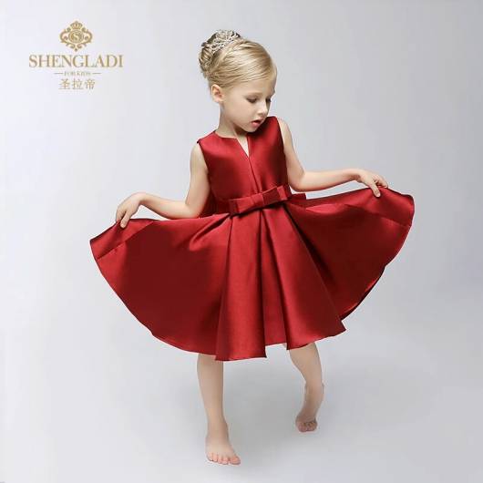 roupa social infantil vestido vermelho de cetim