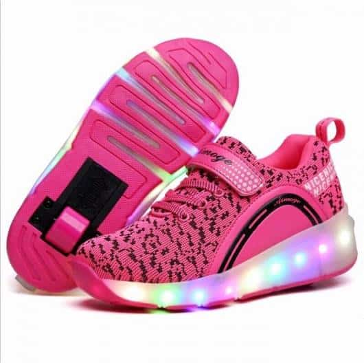 Tênis de rodinha feminino rosa com LED