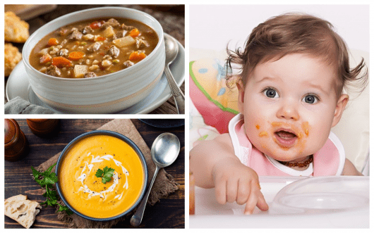 alimentação com sopas para bebes